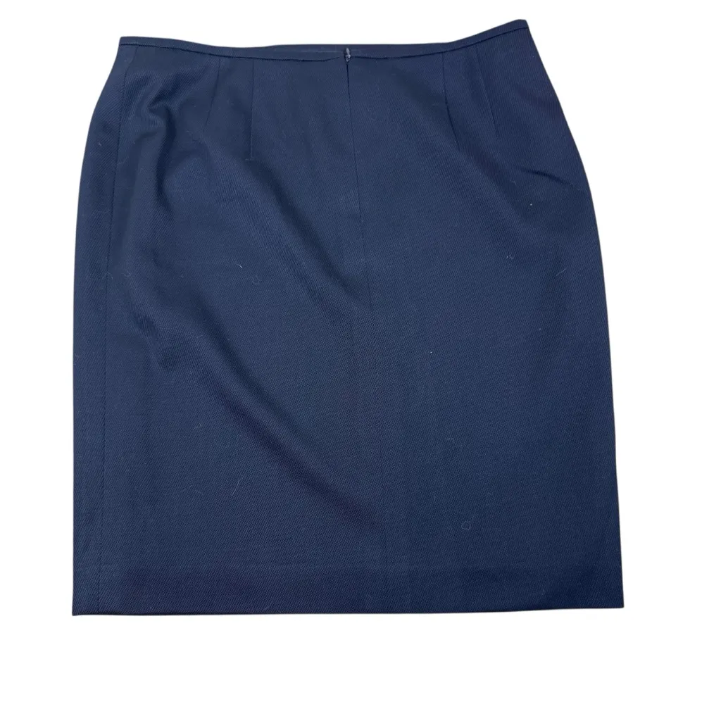 Escada 100% Pure New Wool Navy Blue Pencil Skirt Size EU 42 US 10 - Image 5