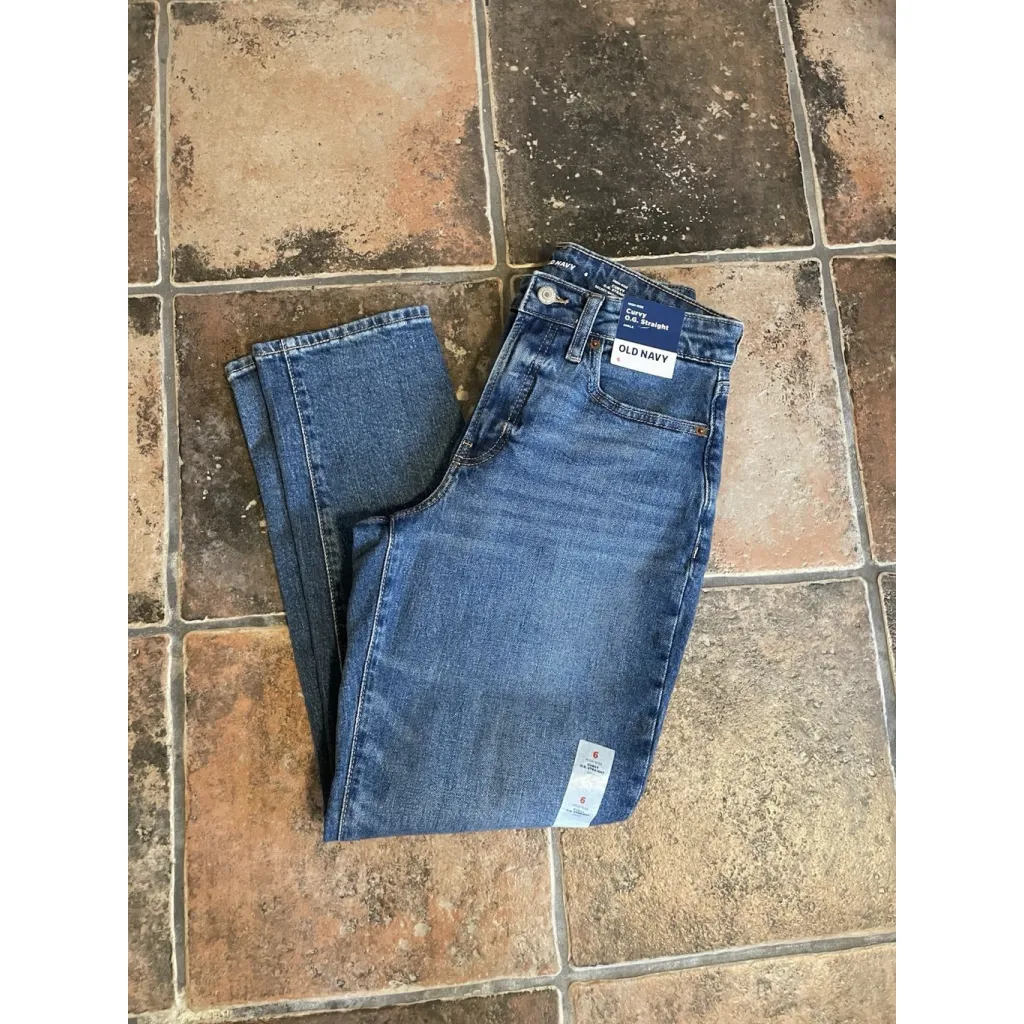 WOMENS OLD NAVY CURVY O.G. STRAIGHT HIGH RISE JEANS SIZE 6 MED BLUE ANKLE - Image 9