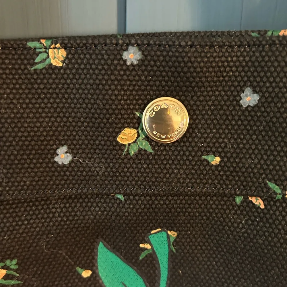 Coach Black Tote with Floral and Snoopy Design - Image 8