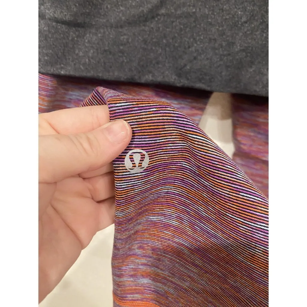 Lululemon Yin to You Skirted Leggings Womens 6 Multicolor Stripe Ankle Yoga - Image 4