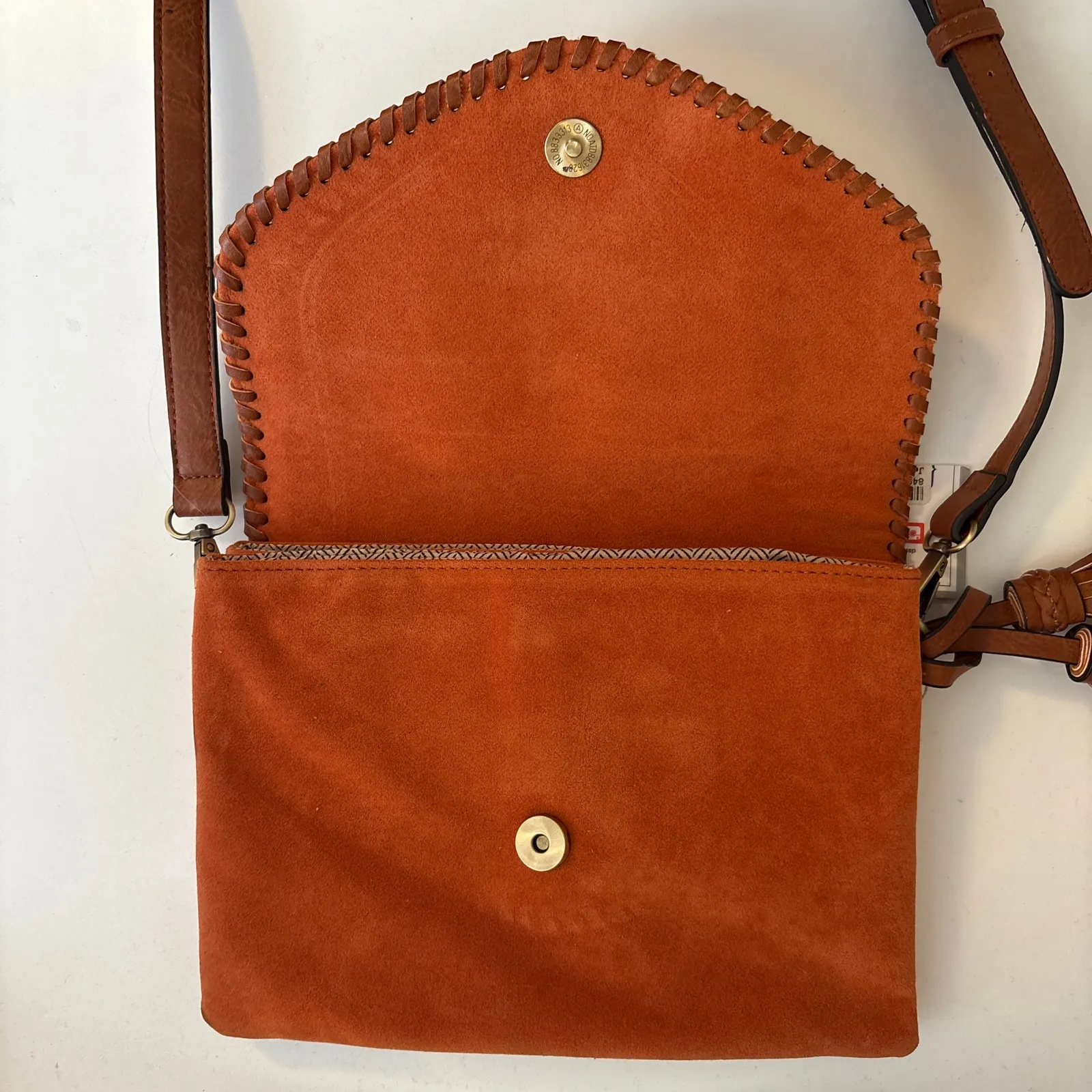 Jen & Co Sloan Vegan Crossbody Faux Suede Envelope Bag Burnt Orange Brown NWT - Image 7
