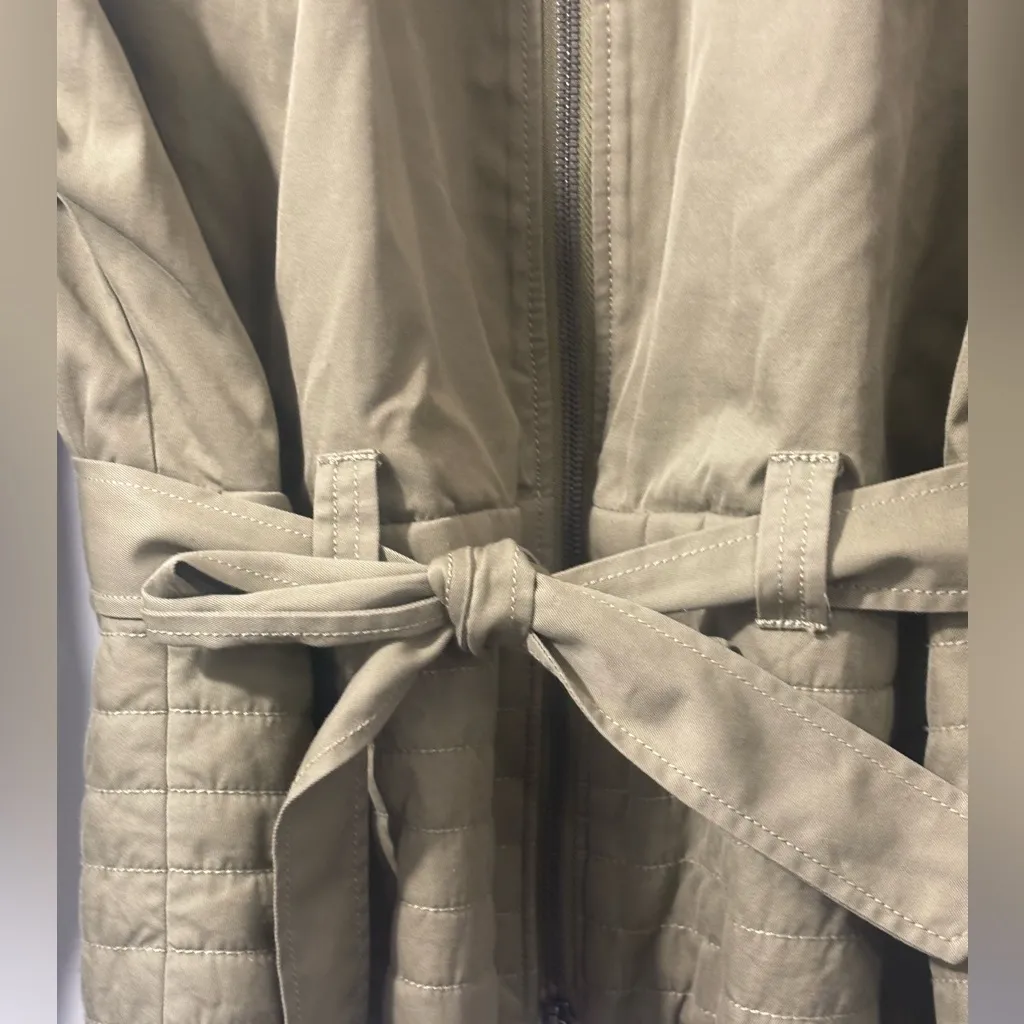 Nordstom Signature Khaki Olive Bomber Belted Quilted jacket 💯 cotton size XL - Image 5