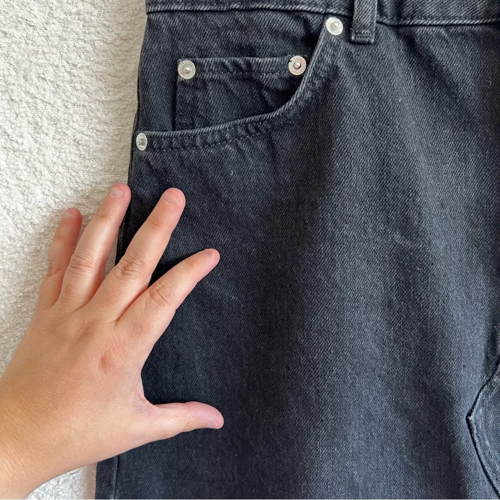 Topshop Women’s NWT Black Raw‎ Hem Mini Jean Skirt Size 10 - Image 9