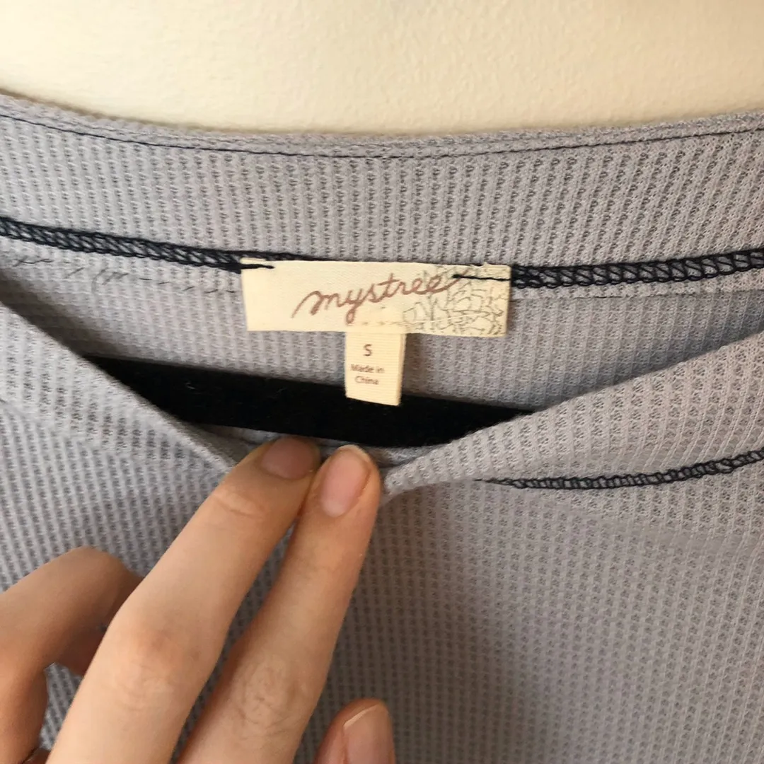 Mystree Grey Waffle Knit Ballon Sleeve top - Image 8