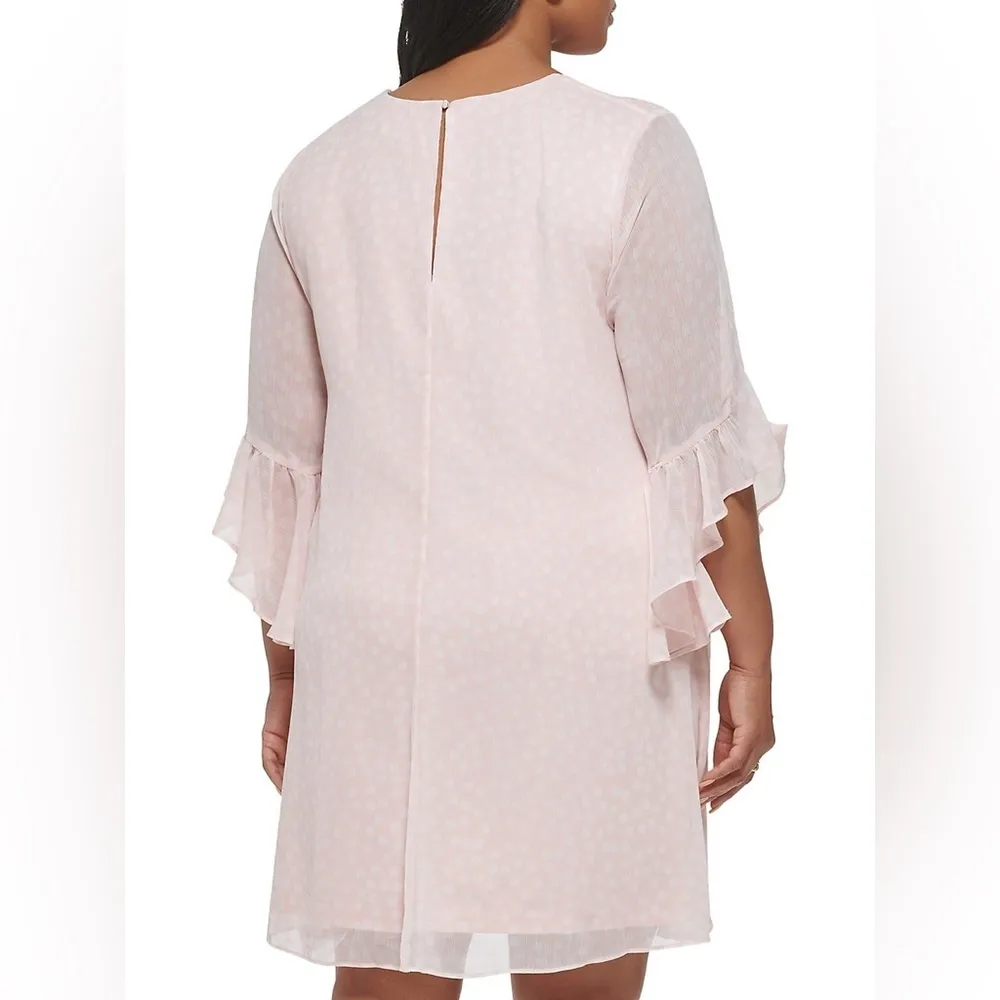 Pink Trapeze Dress Dotted Chiffon 3/4 Sleeve A-Line Sz 22W NWT - Image 11