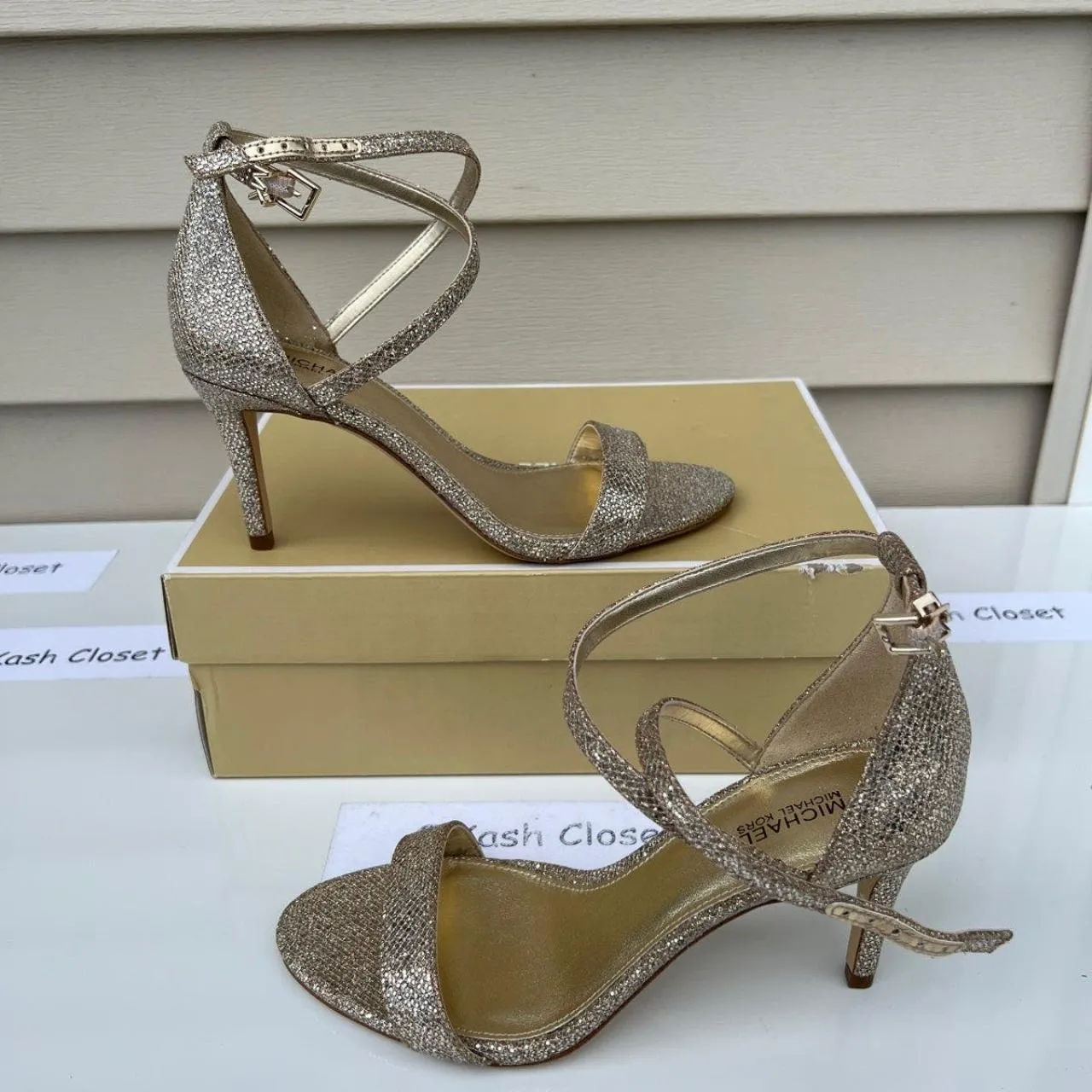 Michael Kors Sand Glitter Ava Strappy Sandal - Image 3