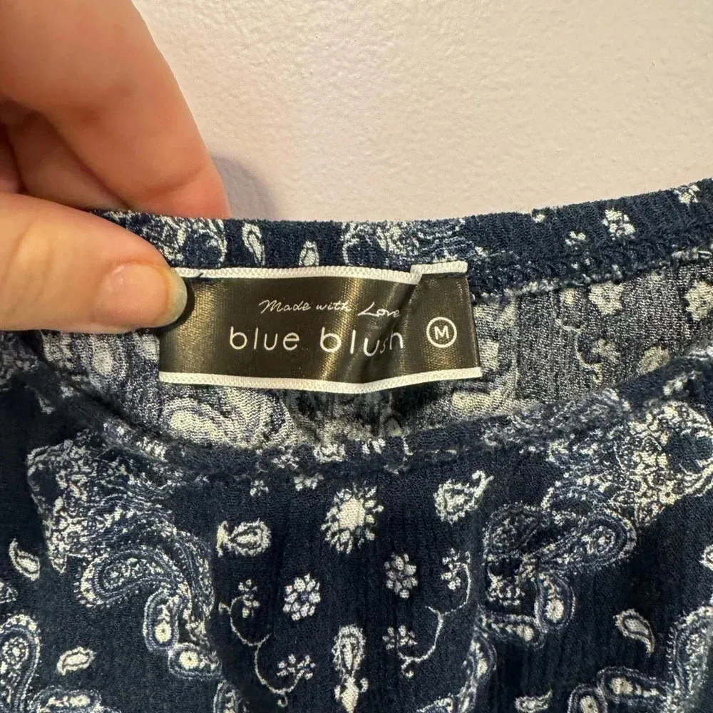 Paisley blue‎ blush off the shoulder top - Image 2