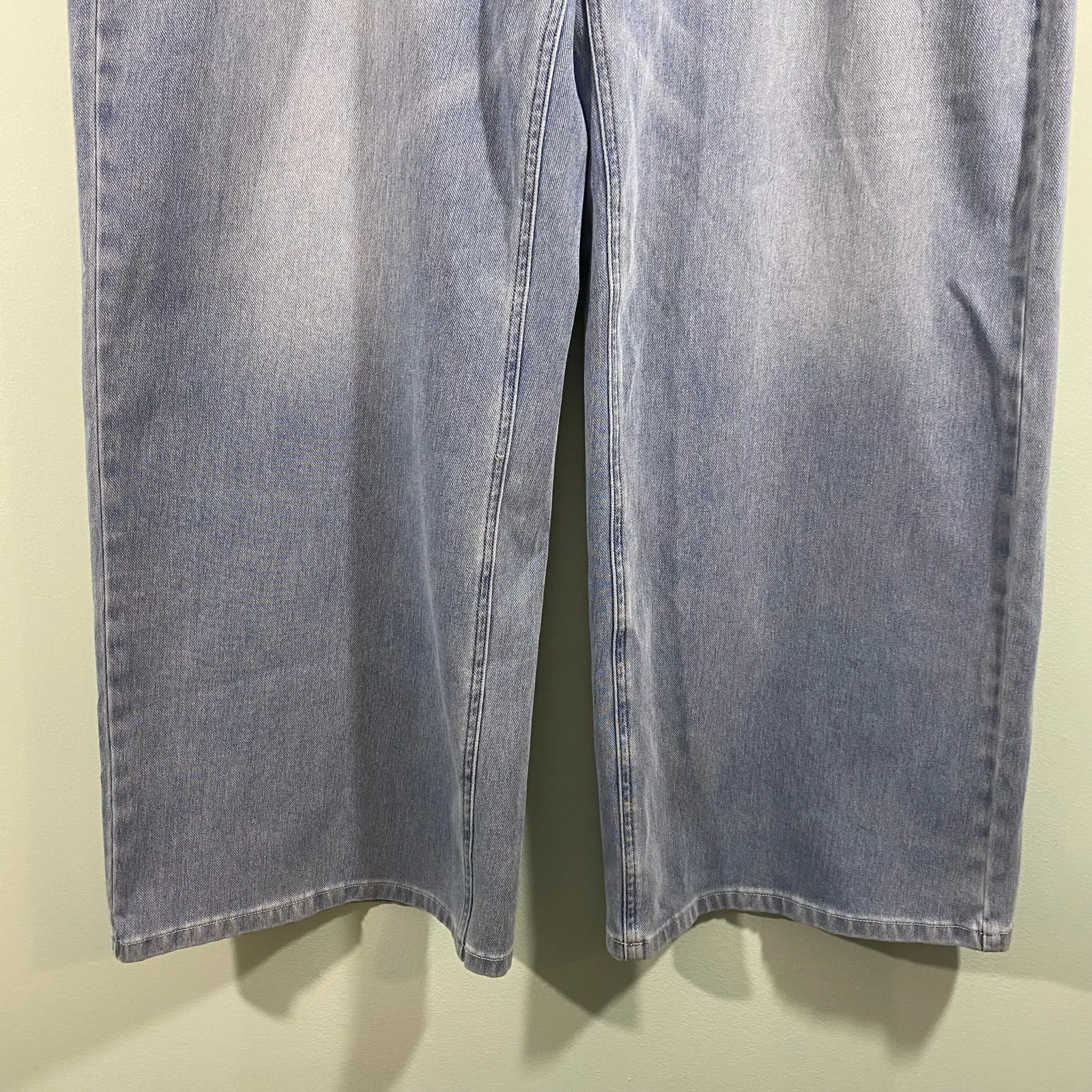 Halara Women Light Blue Criss Cross Waist Wide Leg Jeans Size XL NWT - Image 3