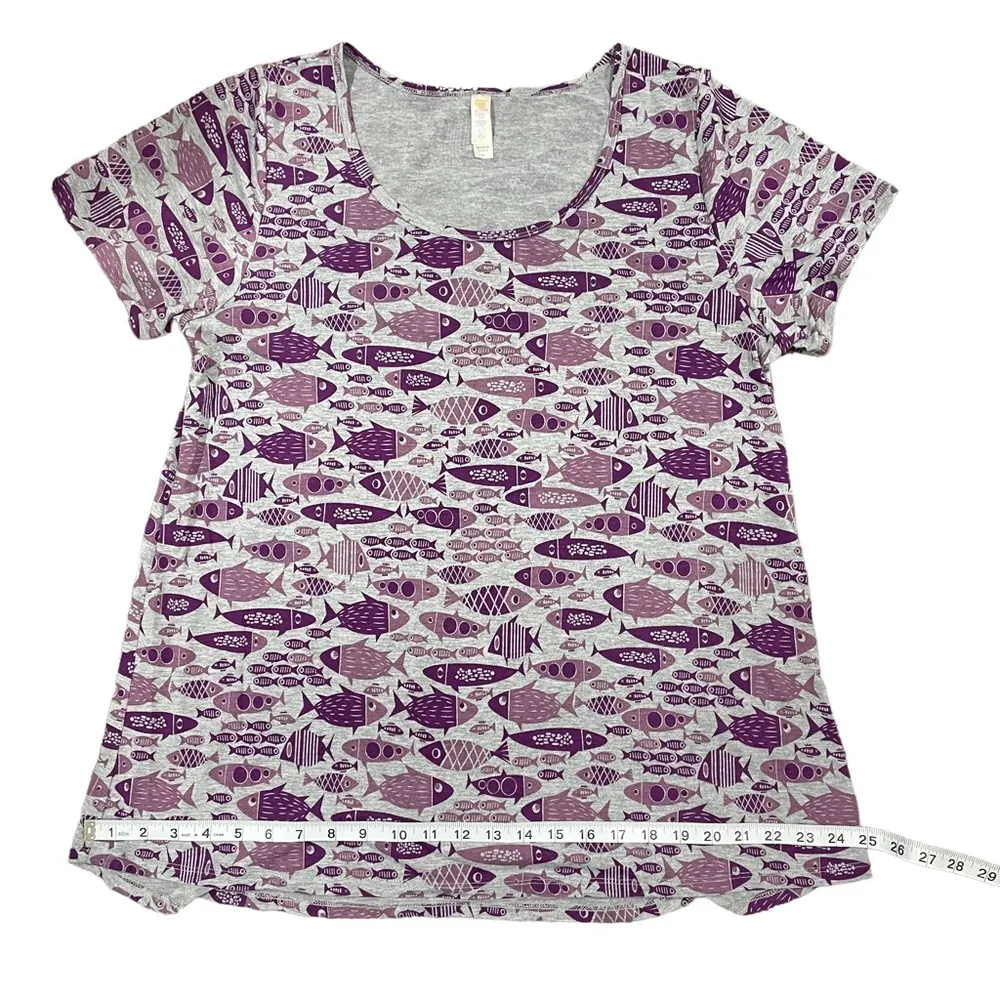 LuLaRoe Classic T Shirt Womens XL high-low hemline scoop neck fish - Image 3