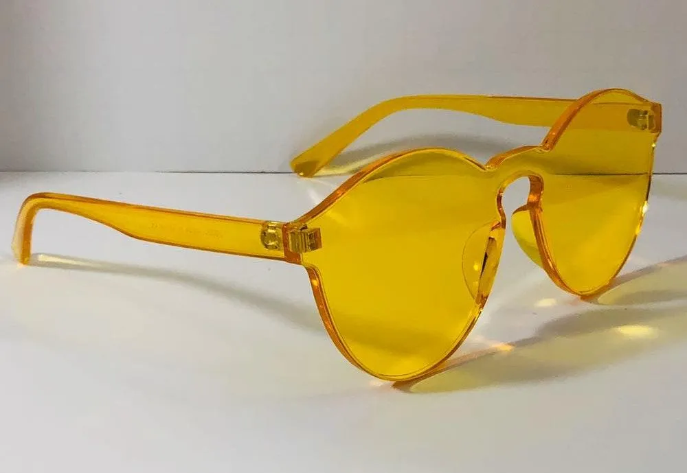Yellow Acrylic Circle Sunglasses - Image 2