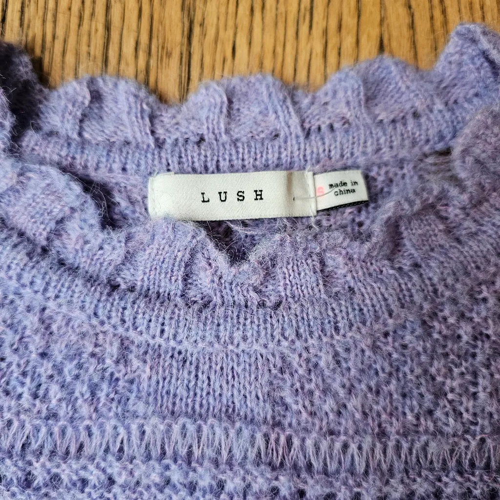 Lush Adorable Purple Knit Sweater Size S - Image 6