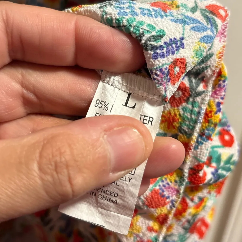 Floral Wrap Dress Womens Size Large Red - Image 3