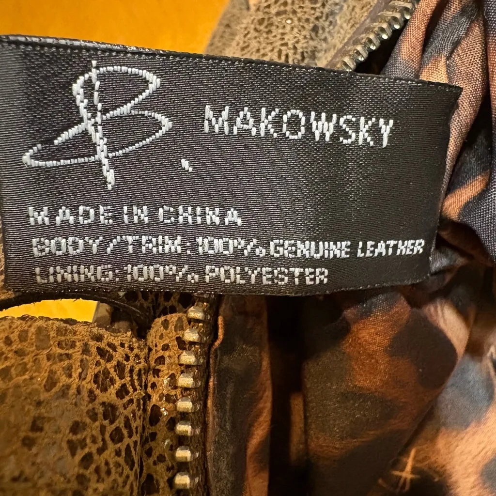 B. Makowsky Textured Brown and Tan Shoulder Bag - Image 6