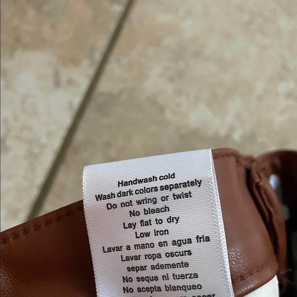 Judy Blue Vegan Leather Pants Cognac Wide Leg Cropped Tummy Control - Image 13