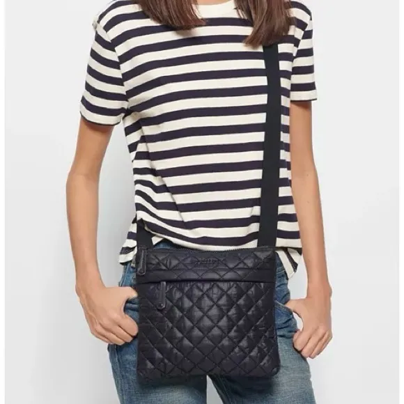 MZ WALLACE Black Quilted Metro Flat Crossbody Bag - Image 3