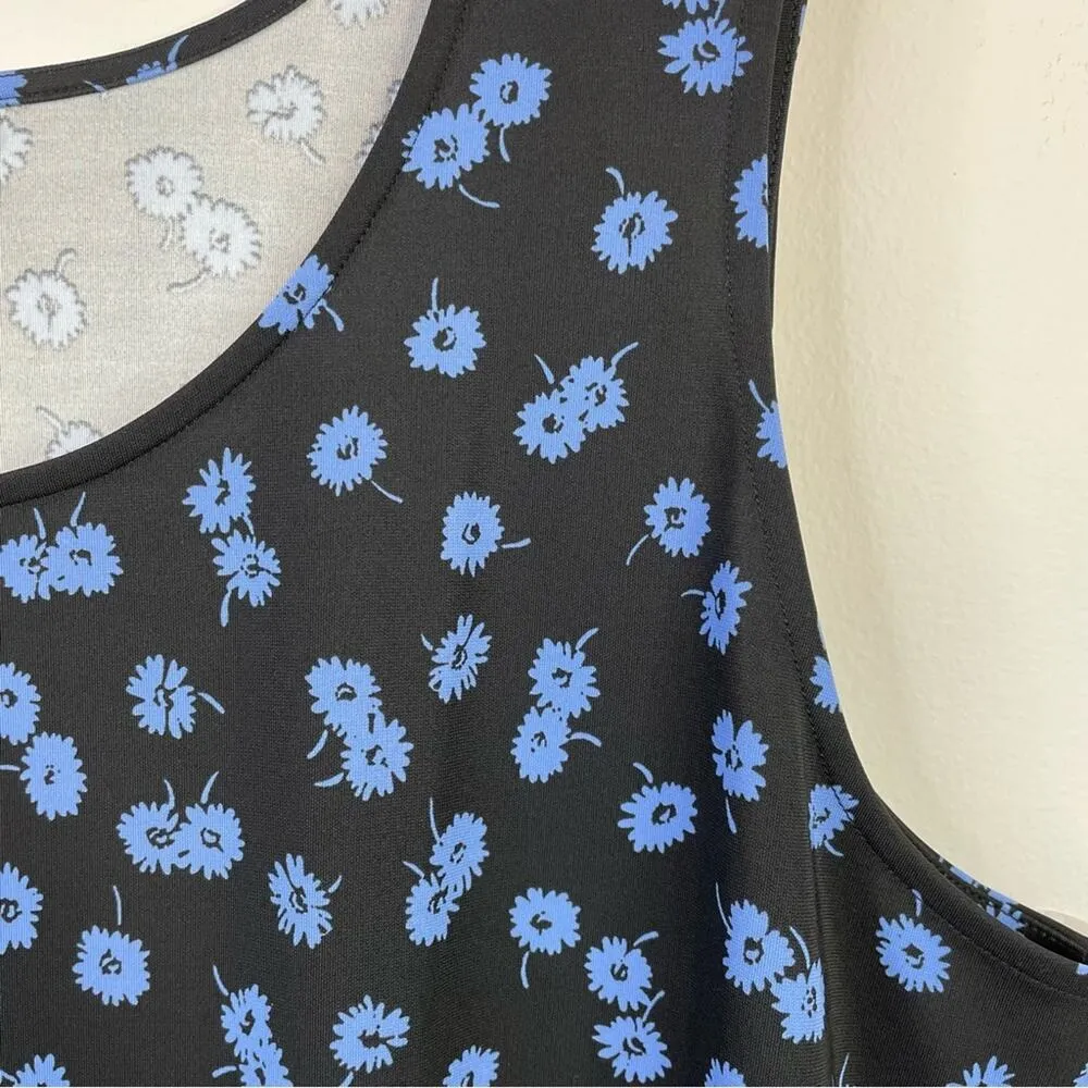Talbots Blue Black Daisy Knit Jersey sleeveless scoop neck tank top shirt 3X new - Image 4