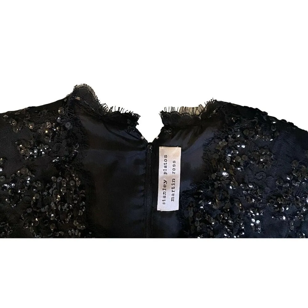 VTG 80’s Stanley Platos 2 4 Martin Ross Mini Lace Sheath Dress Cocktail Black - Image 5
