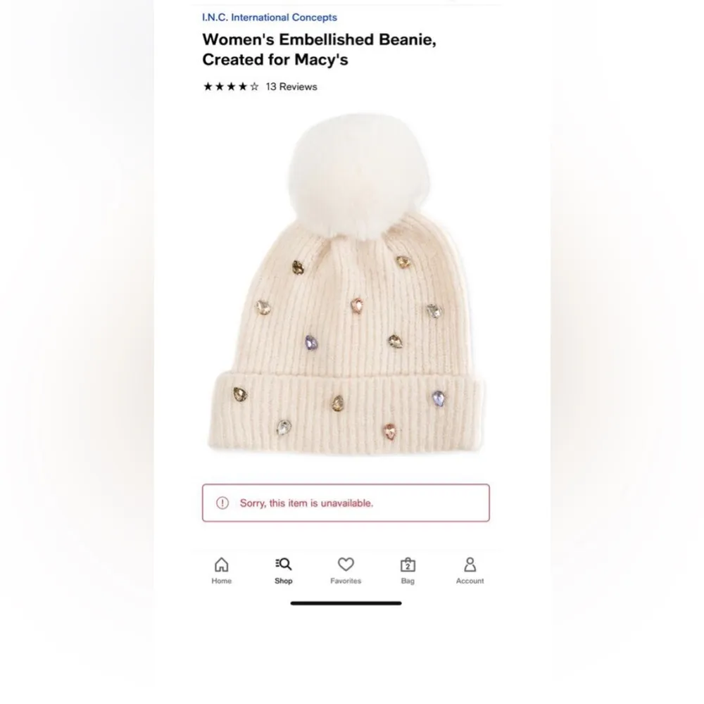 International concepts INC Embellished Beanie w/Fur PomPom Created for Macys NWT $36 - Image 4
