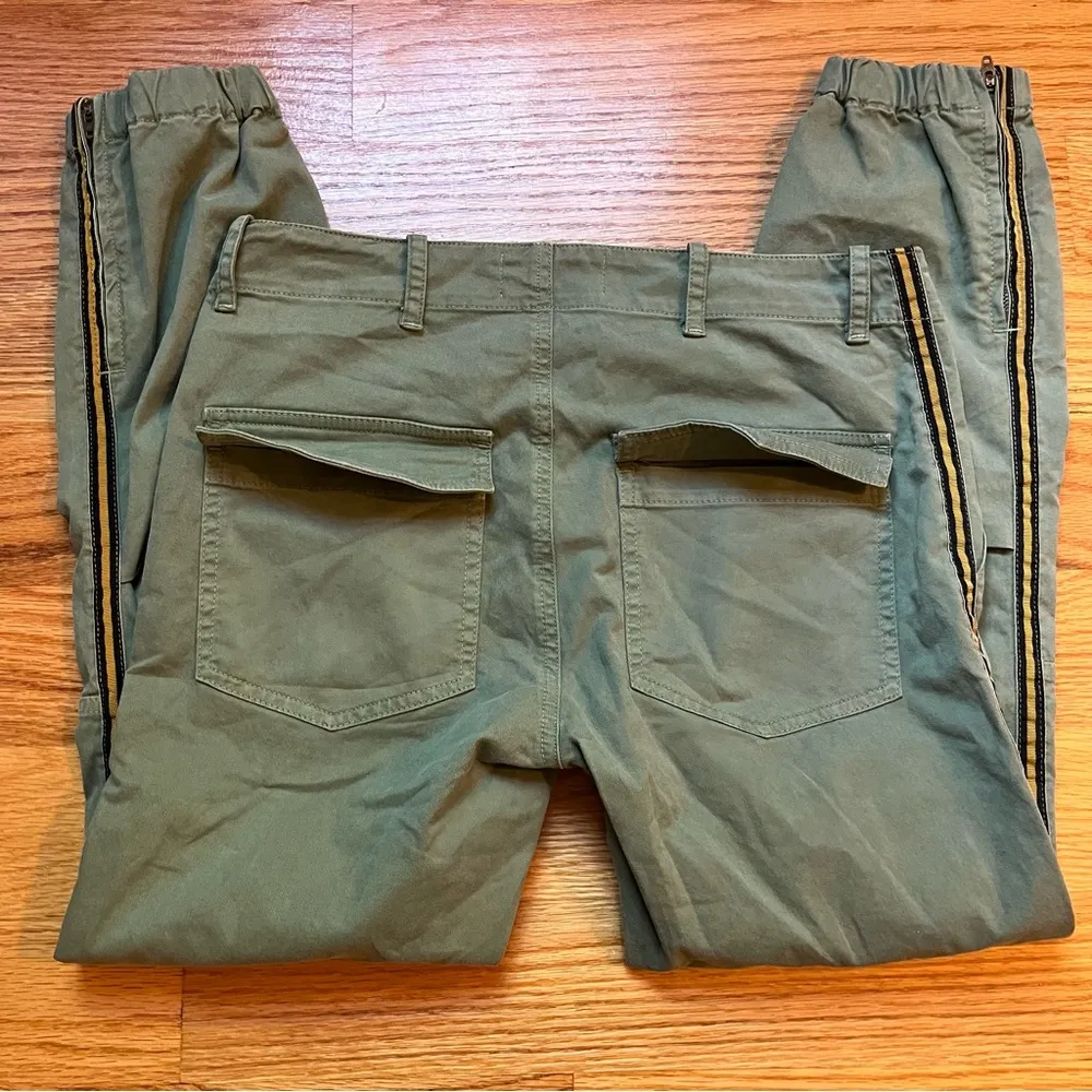 Nili Lotan Cropped French Military Pants Camo Green Grosgrain Tape Size 2 - Image 7