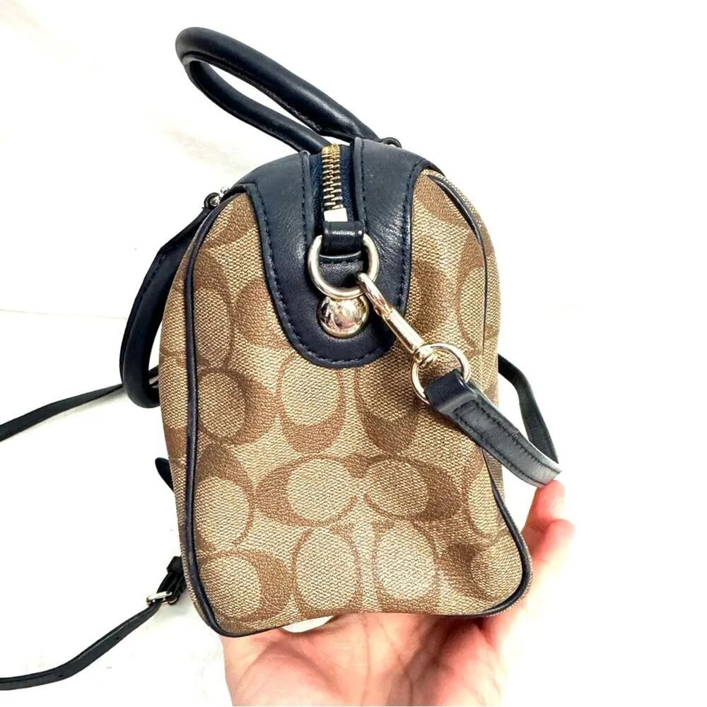 Coach Blue Varsity Stripe Mini Bennet Satchel Bag Purse Crossbody - Image 3