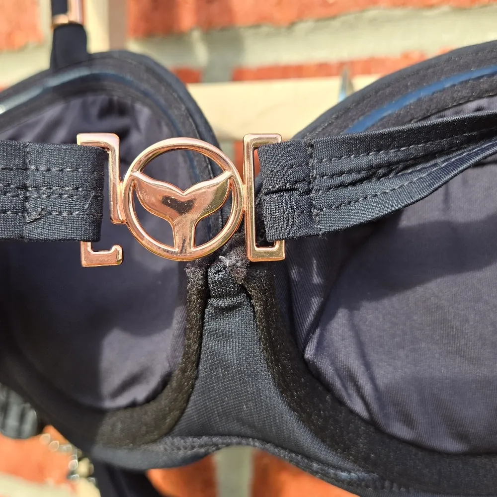 Lisa Blue Call of the Whale Bikini Set Swimsuit Chains Black Small - Image 6