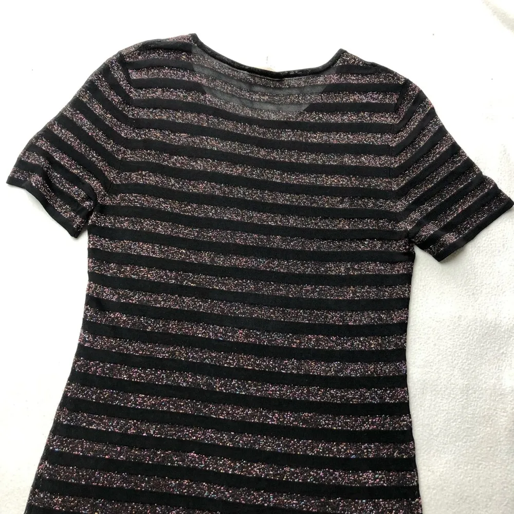 Trina Turk Metallic Striped Sheer Mini Shirt Dress - Image 7