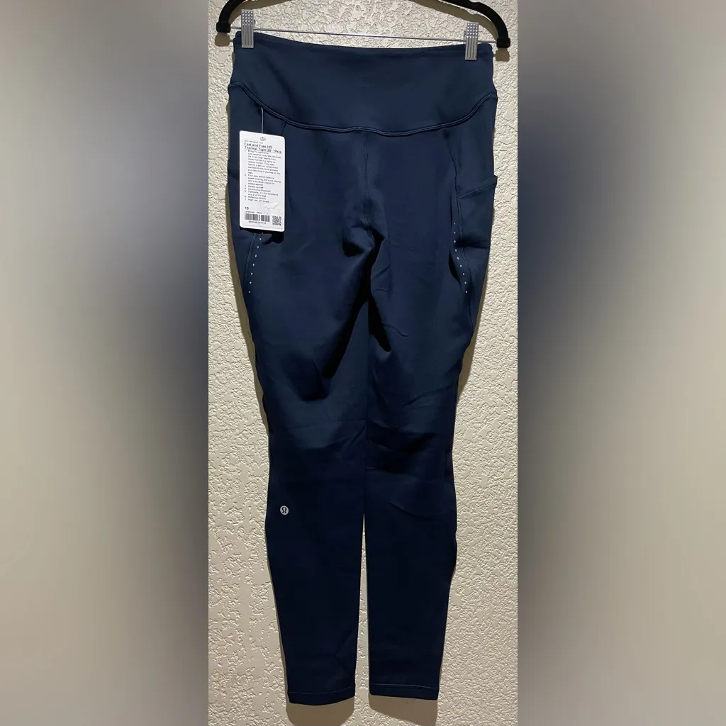 Lululemon NWT Fast and Free High Rise Fleece Tights 28” Legging True Navy 10 - Image 8