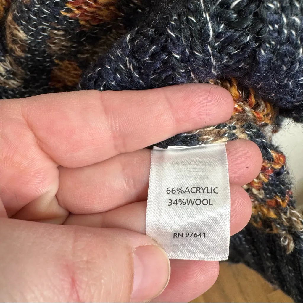 J. Jill Boho Print Wool Blend Cardigan Size Xlarge Blue - Image 5