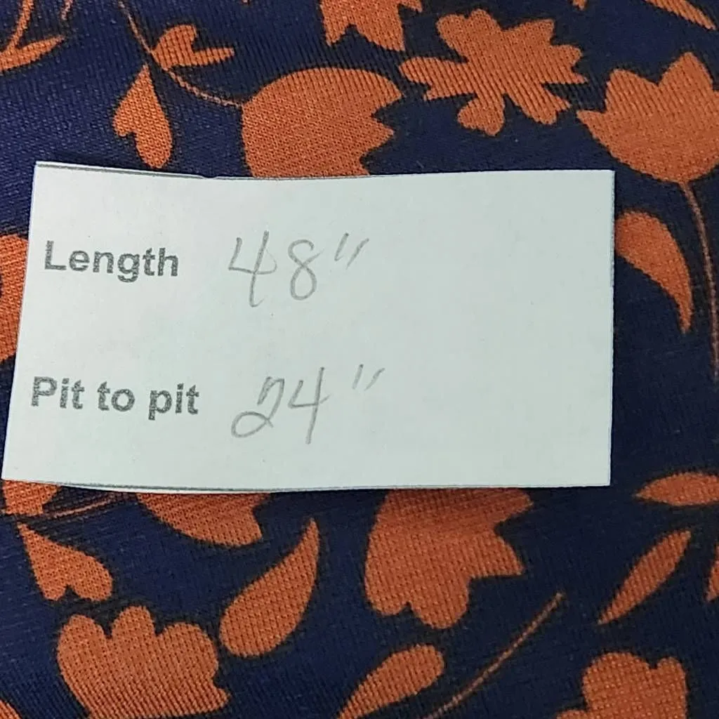 Eloquii Navy and Brown Floral Print Shirt Dress Size 20 Navy Tie-Waist Dress - Image 11