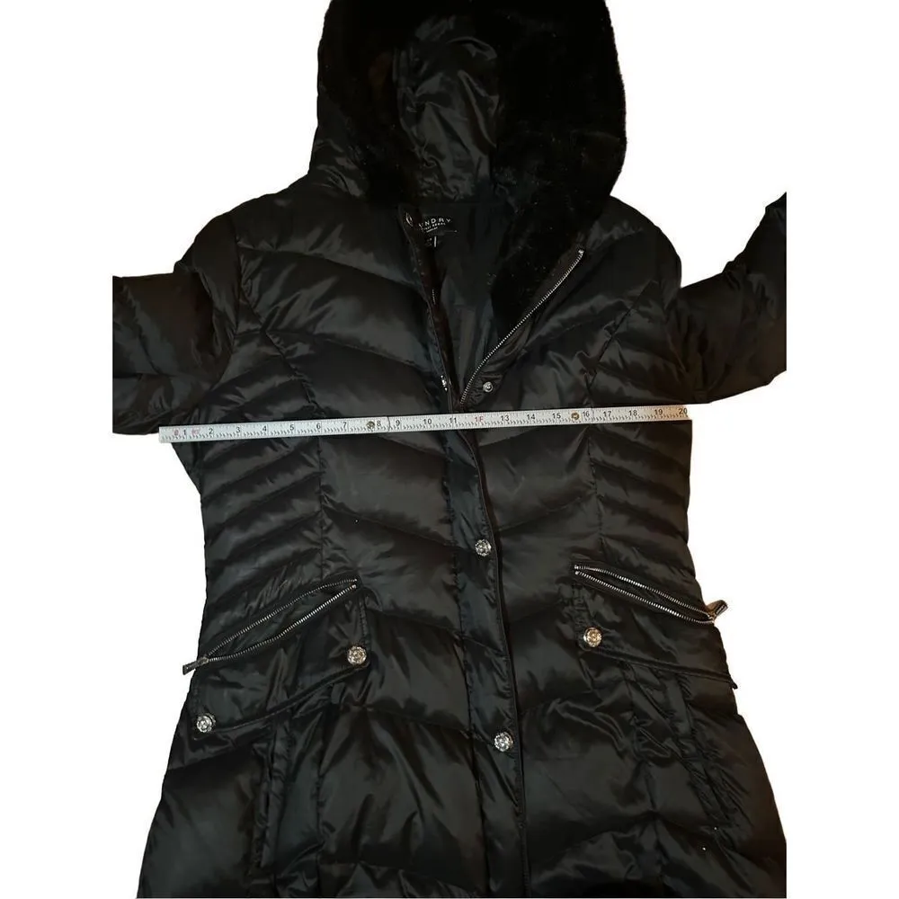 Laundry by Shelli Segal Womens Down Warm Parka Coat sz Large black - Image 7
