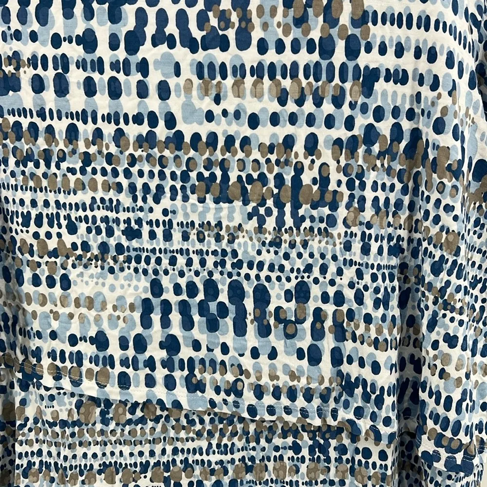 Chico’s tiered ruffle short sleeve blue brown L casual office work comfort 12 - Image 3