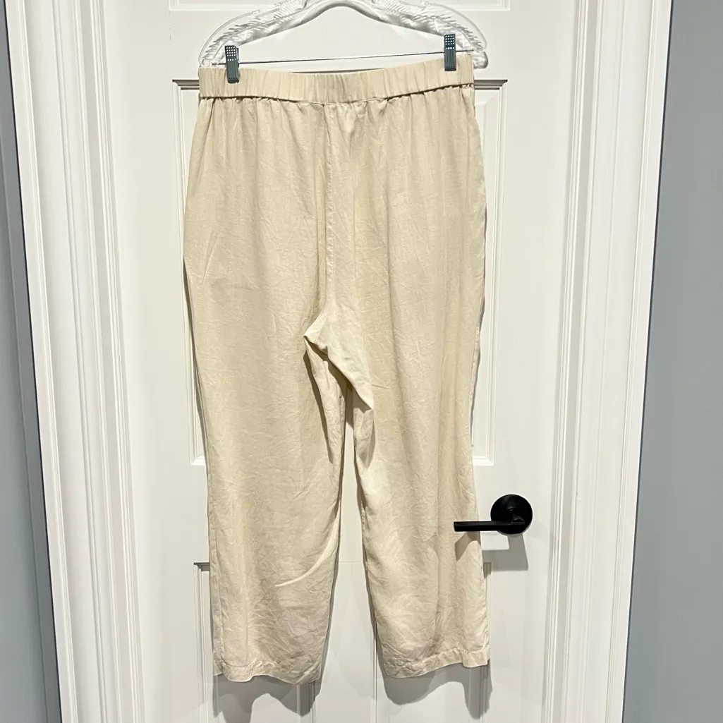 Quince 100% European Linen Tapered Ankle Pants Large Flax Khaki Tan Pull On Pant - Image 4