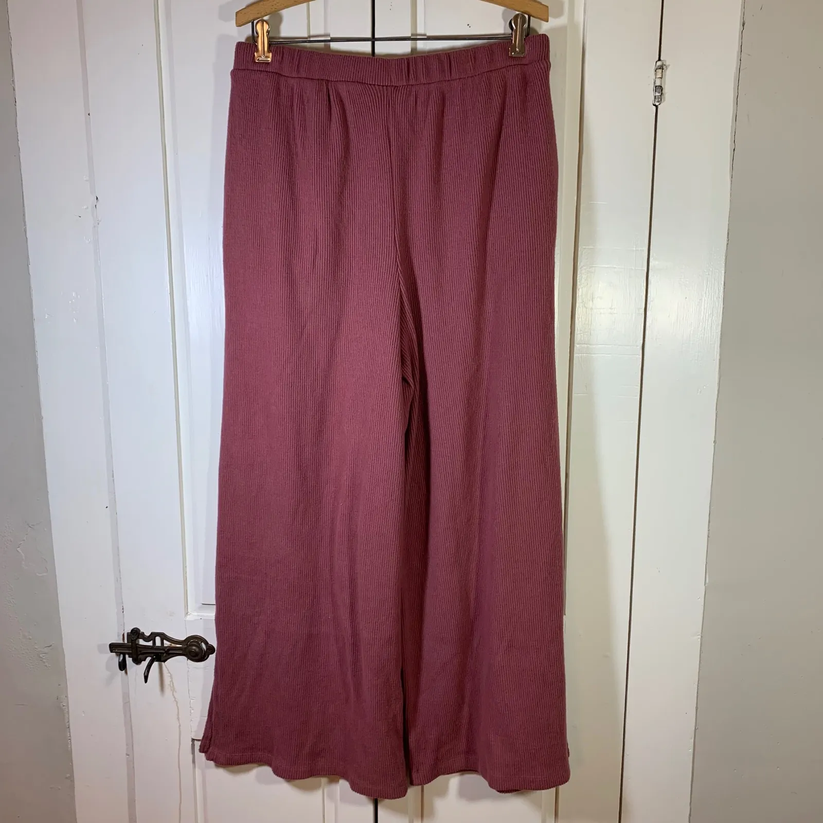 Torrid Sleep 0 Ribbed Wide Leg Lounge Pants Mauve Pink Large Soft Cozy Cabincore - Image 2