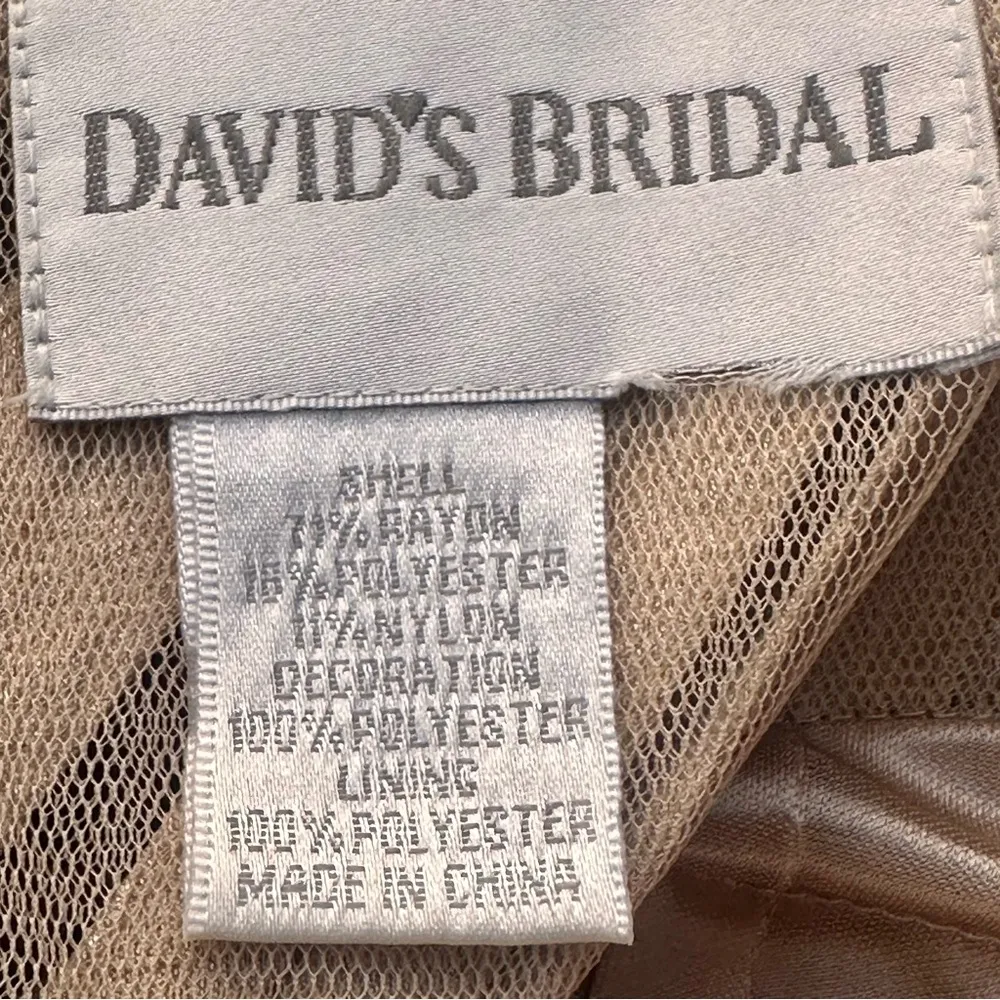 David’s Bridal Tiered Champagne Gold Shimmer Gown - Image 14
