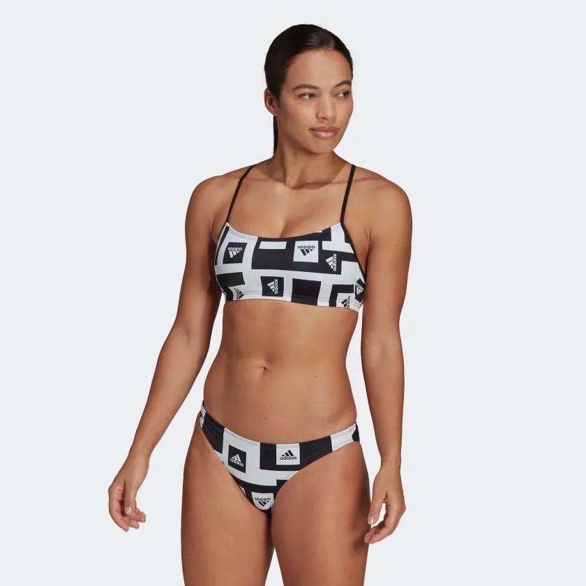 NWT ADIDAS LOGO SPELL OUT GRAPHIC BIKINI TOP BOTTOM SWIMWEAR 2 PCS - Image 3