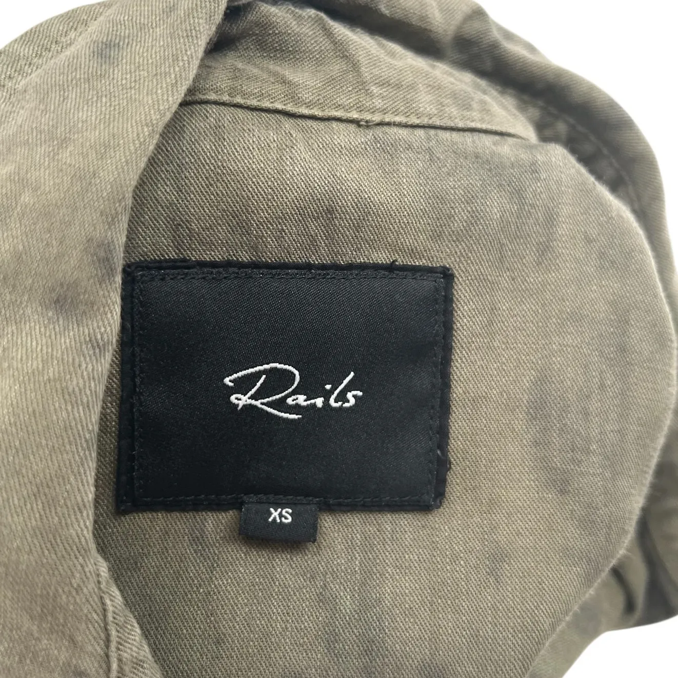 Rails Ingrid Raw Button Down Shirt Top Tie Dye‎ Olive Green Black Size XS - Image 11