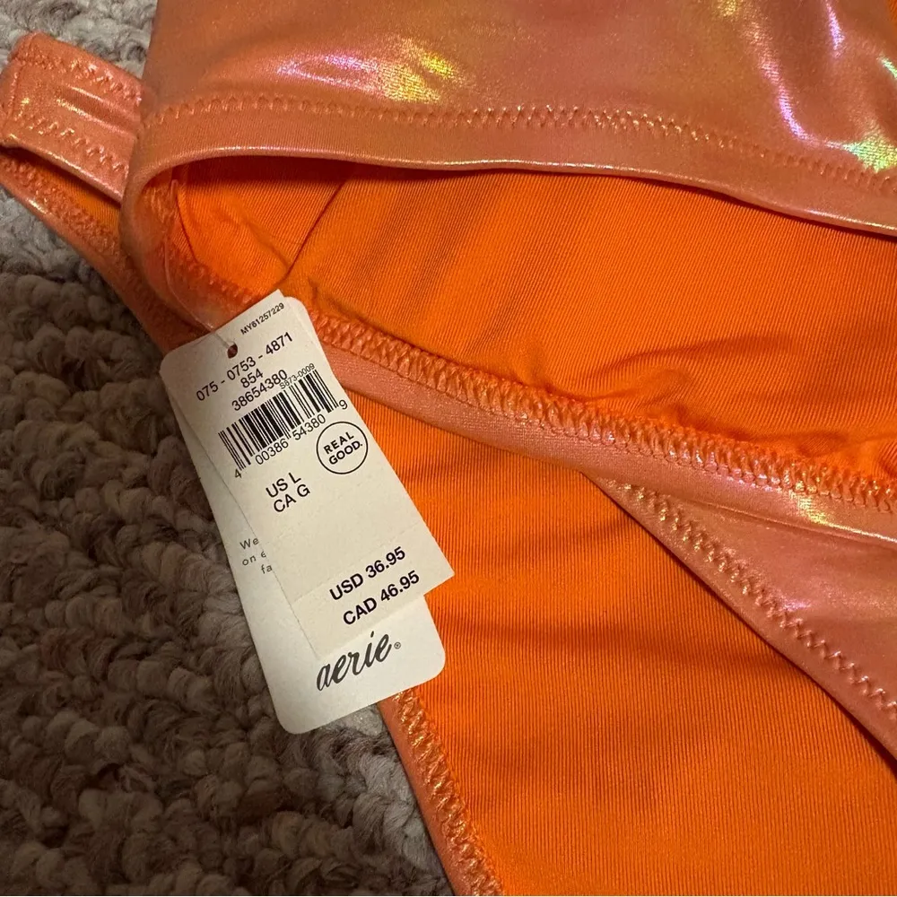 NWT Aerie Orange Chrome Bikini Bandeau- Size Large - Image 7