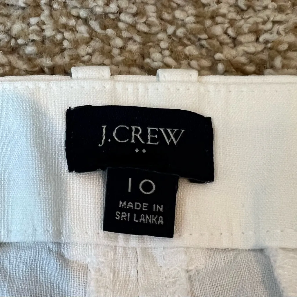 J. Crew White Linen Blend Pants High Rise Wide Leg Size 10 - Image 9