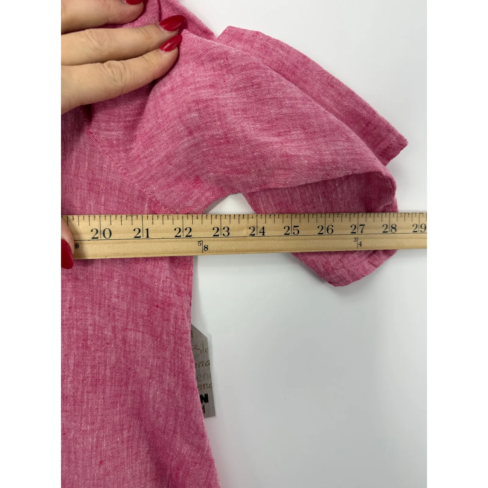 NWT For Cynthia Pink Linen Cotton Asymmetrical Tunic Top L Lagenlook Coastal - Image 8