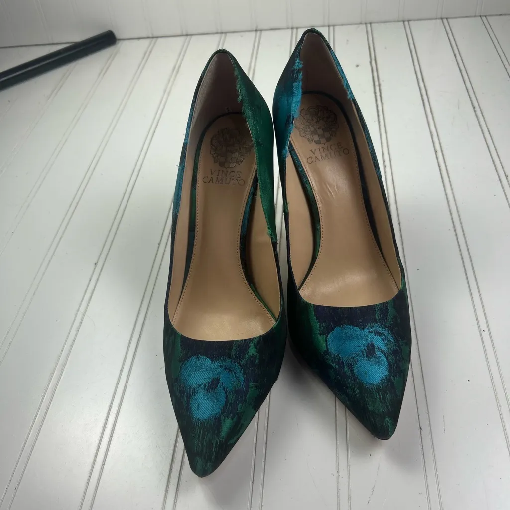 Vince Camuto VC Savilla Floral Blue Green Pointed Toe Heels Size 9M - Image 4
