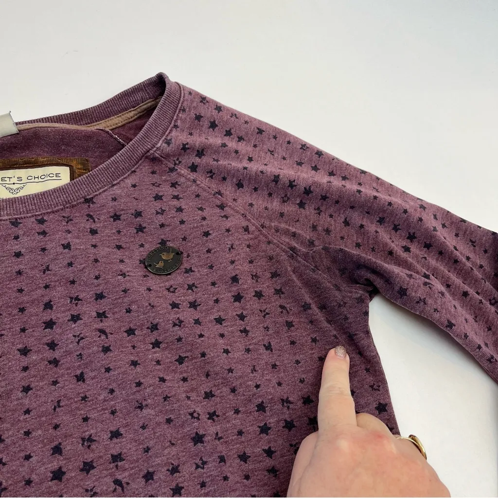 Naketano The Poet’s Choice Faded Red Stars Sweatshirt Womens‎ Size Medium *FLAW - Image 11