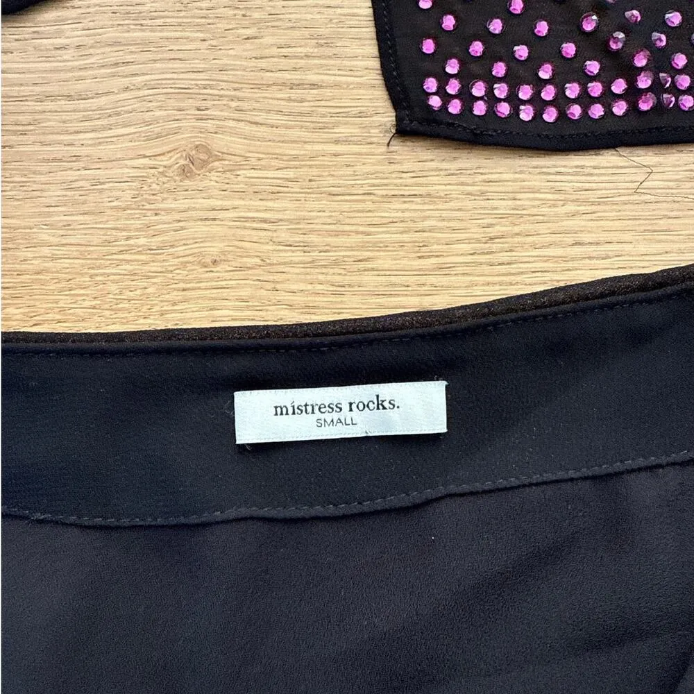 House of CB - Mistress Rocks Mini Skirt in Black with Purple Crystals - Image 6