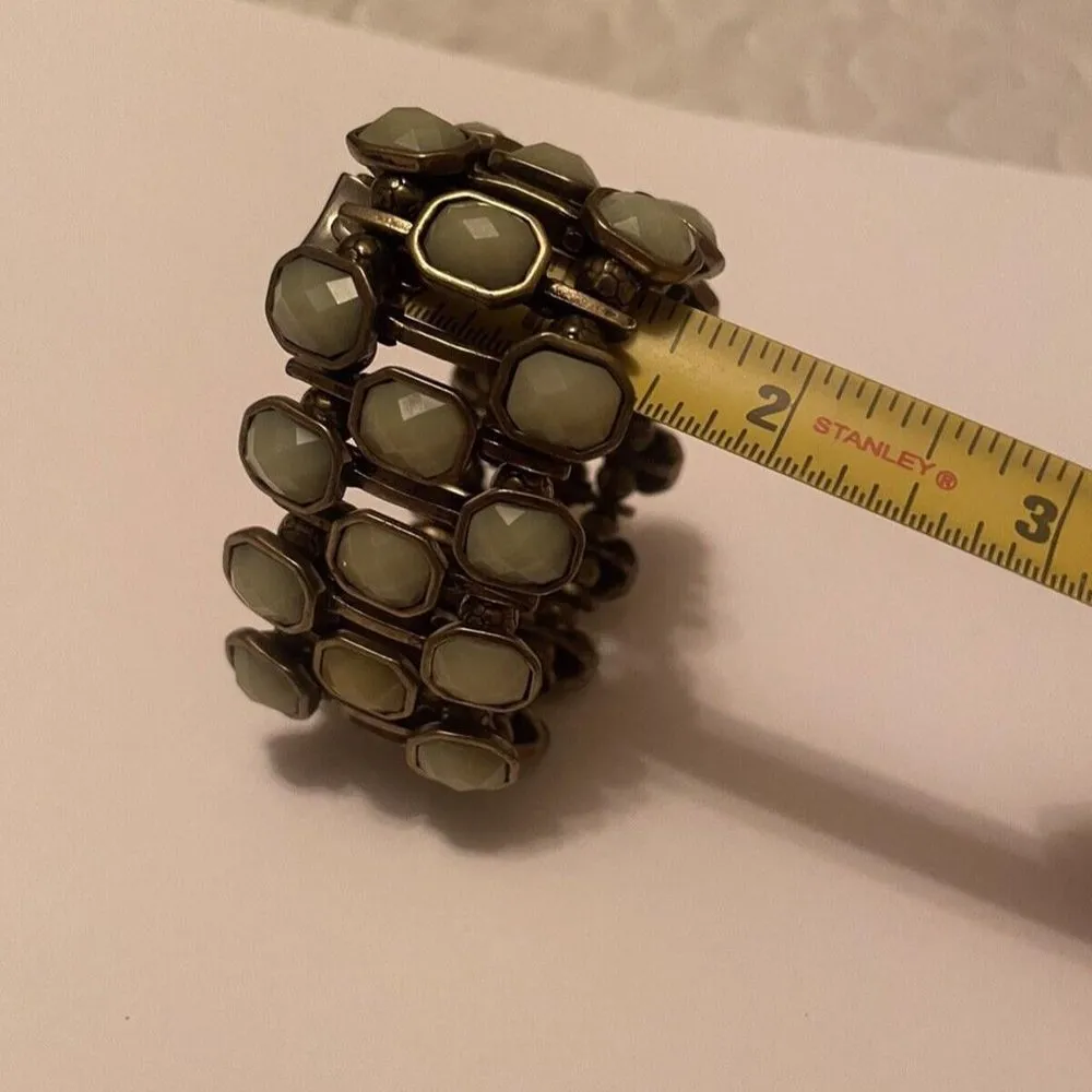 Stretchy Statement Cuff Costume Bracelet Rhinestone / Gold Tone - Image 2