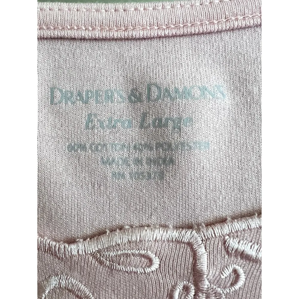 Drapers & Damons XL pink knit  blouse with embroidery & 3/4 sleeves - Image 4