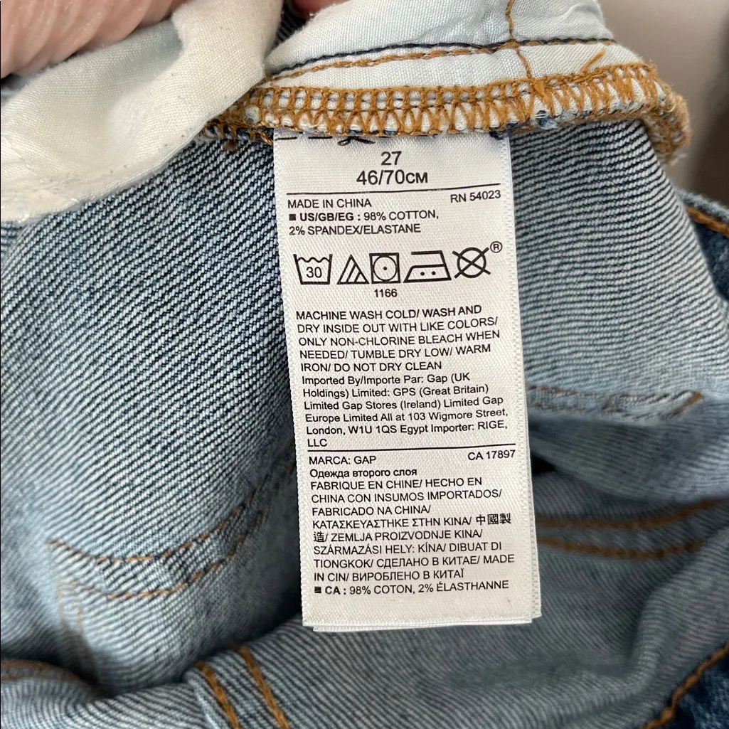 GAP denim Bermuda Jean rolled minor distressed shorts 27 - Image 5