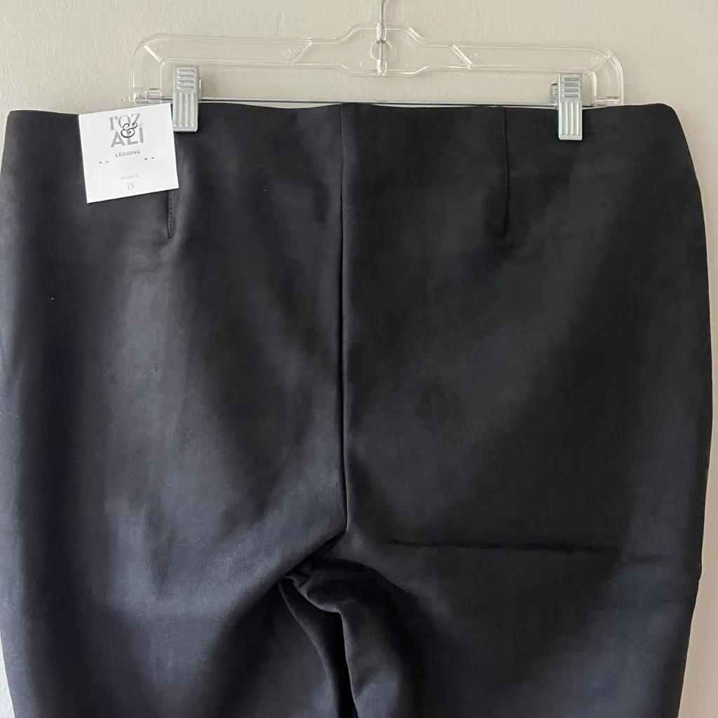 Retrology Sz 1X Black Velvet Pants Pull On Stretch‎ Tapered Leg Dress Pants - Image 7