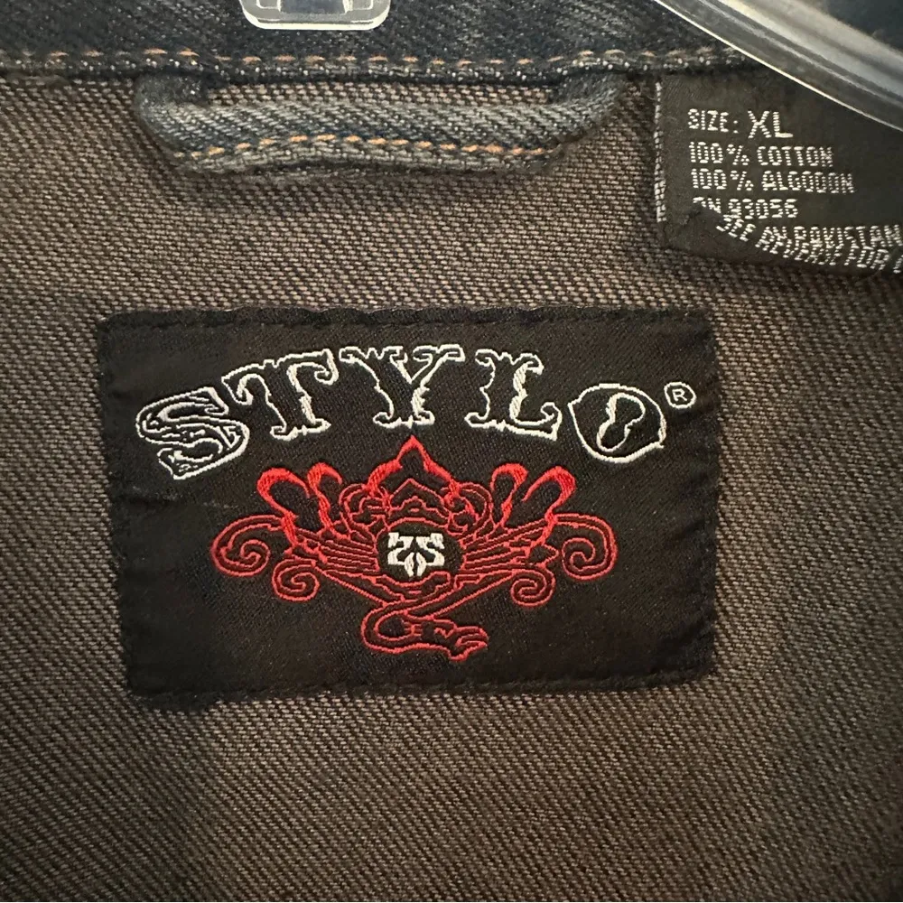 Stylo Jean Denim Jacket Womens Sz XL Blue Denim Las Vegas Rhinestone Embellished - Image 5