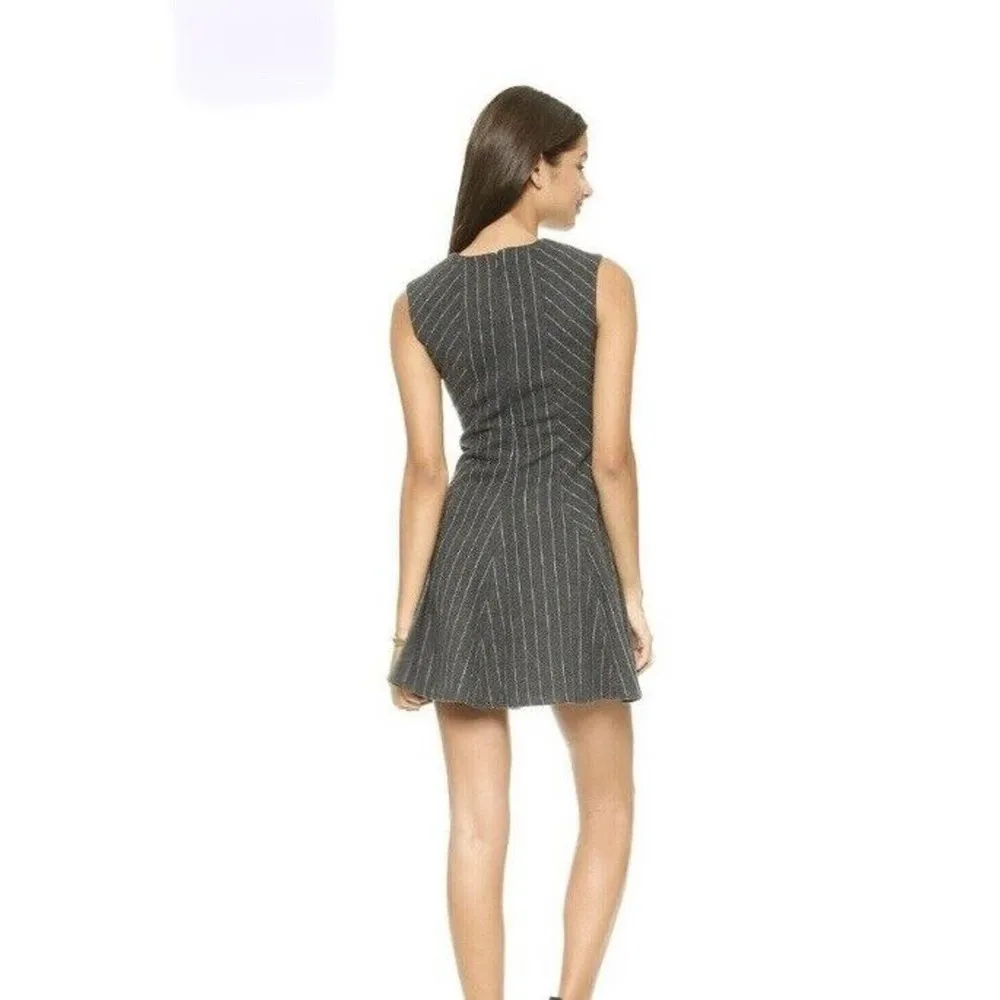 Dark Academia Gray Dress J.O.A Los Angeles Wool Pinstripe Women School Girl Sz M - Image 2