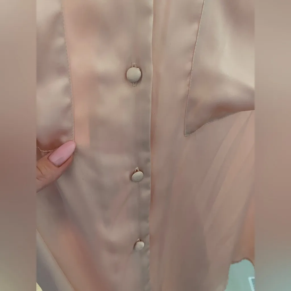 NWT ZARA SATIN EFFECT PEACH BUTTON DOWN SHIRT M - Image 10