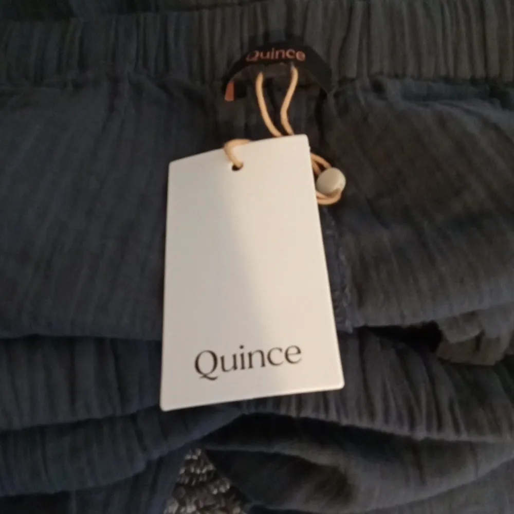 Quince Organic Cotton Gauze Straight Leg Pants Indigo Blue Travel Vacation XL - Image 7